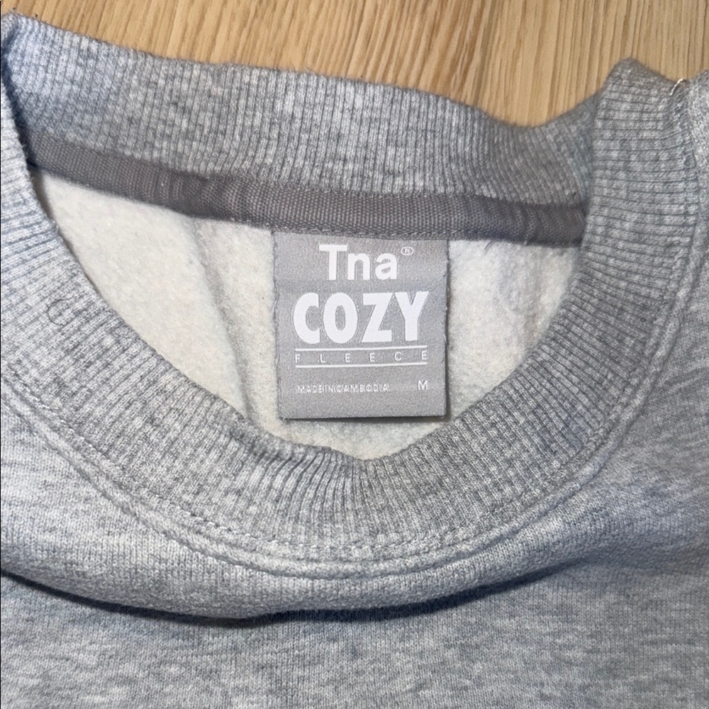 TNA Gray Crewneck Sweater with Ribbed Cuffs - Picture 2 of 2